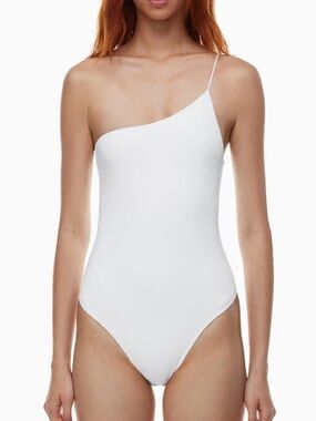 BABATON ARITIZIA Contour One Shoulder Cami Bodysuit Top White M Minimal Chic